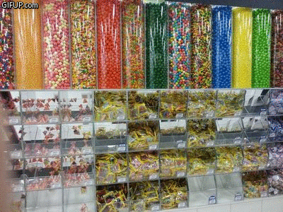 My husband and I went to Homeplus a few days ago and found a candy station made specially for White Day. Look at all these colorful candies! ^^